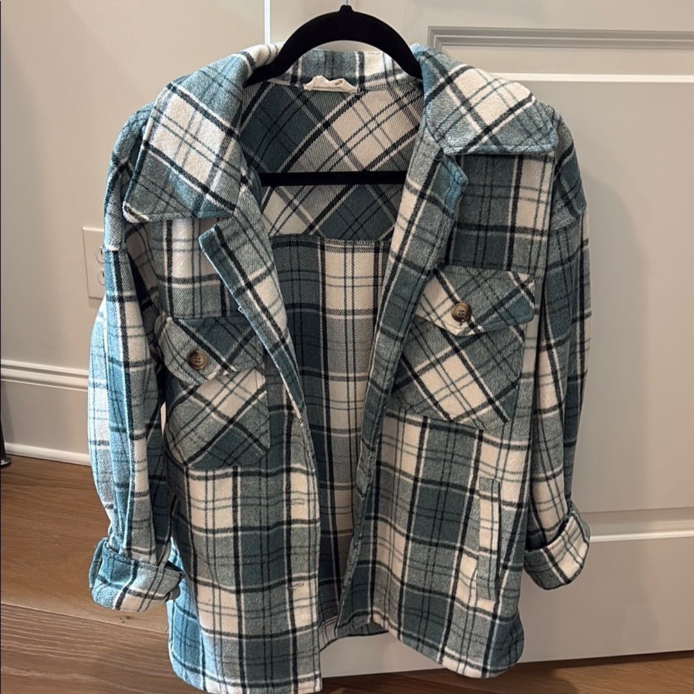 Plaid Button-Up Shirt Jacket
